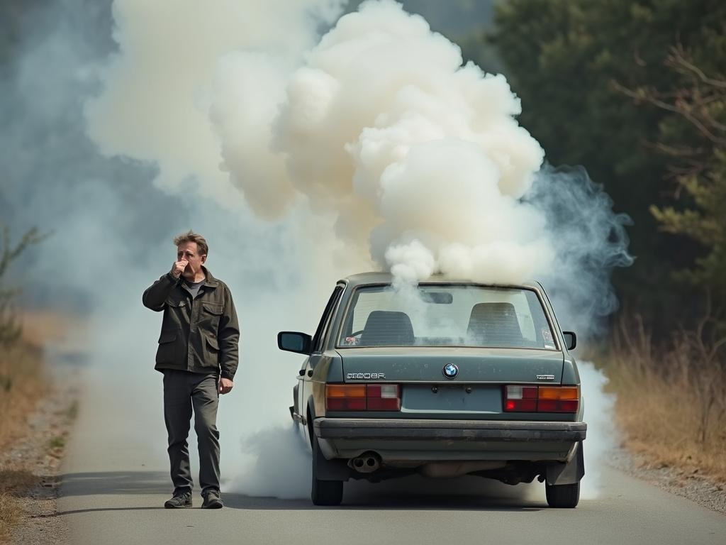 ma voiture fume blanc et sent mauvais